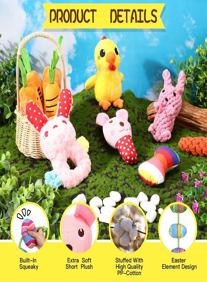 مجموعة ألعاب SilTriangle المكونة من 12 قطعة لعيد الفصح للكلاب، تتضمن بيض عيد الفصح القطيفة على شكل أرنب، وألعاب محشوة للجراء، وألعاب مضغ تفاعلية متينة للجراء لتدريب الكلاب وتنظيف أسنانها. - Image 3